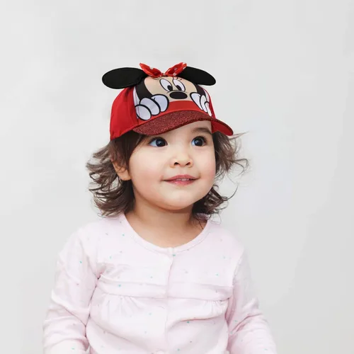 Vista 4 de Disney Gorra de béisbol con purpurina de Minnie Mouse para niña, sombrero de disfraz de Minnie Mouse con orejas 3D (2-7)