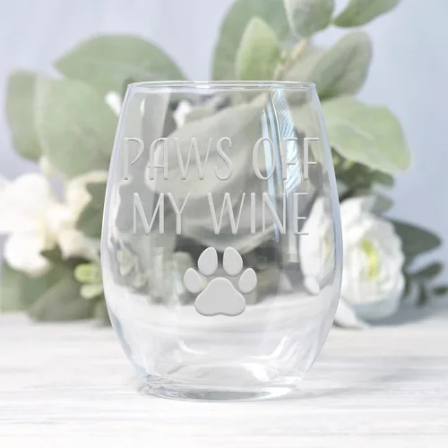 Vista 4 de Paws Off My Wine Dog Mom Stemless Wine Glass - Dog Mom Gift, Dog Lover Gift - 2 Glasses