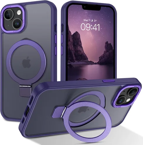 Vista 14 de Telaso Magnético para Funda de iPhone 12 Mini, Compatible con Magsafe con Soporte de Anillo Magnético, Funda Protectora de Grado Militar con Parte