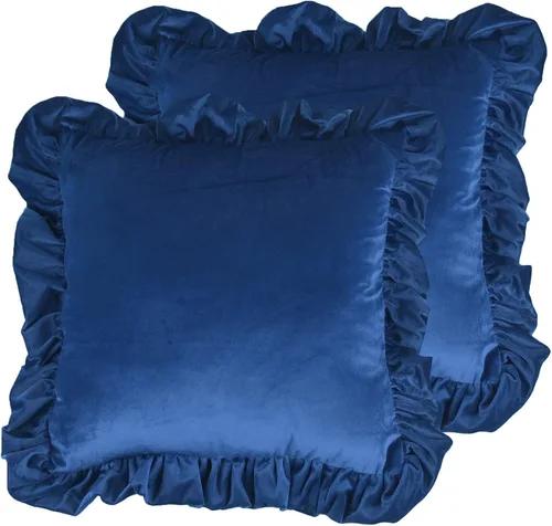 Vista 14 de Jemiipee Juego de 2 fundas de almohada de terciopelo con volantes para sofá, juego de 2 fundas de almohada decorativas con volantes de 18 x 18