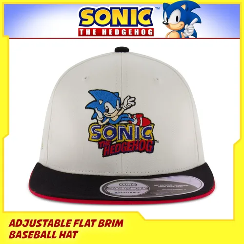 Vista 2 de Concept One Gorra de béisbol Sonic The Hedgehog para hombre, logotipo bordado con ala plana, ajustable