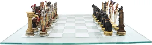 Vista 5 de Ebros Gift Juego de ajedrez con temática histórica, ejército de faraón ptolemaico egipcio contra Augusto César, Imperio Romano, Centuriones, piezas