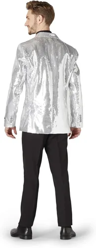 Vista 2 de SUITMEISTER - Blazers de lentejuelas - Blazer de fiesta con purpurina para hombre - Disfraz de Navidad Mardi Gras de Halloween para fiesta, plateado