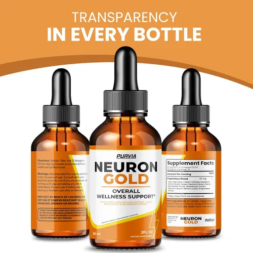 Vista 7 de Paquete de 5 gotas Neuron Gold, suplemento líquido NeuronGold, neuropatía, apoyo nutricional para la salud, alivio del dolor nervioso, estimulador