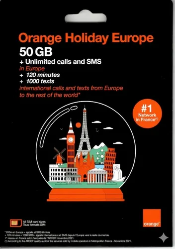 Vista 2 de Tarjeta SIM Orange Europe de 20 GB, 30 días, llamadas de 30 minutos+200 mensajes de texto a todo el mundo. ¡Oferta actualizada! Padre (20 GB X 30D)