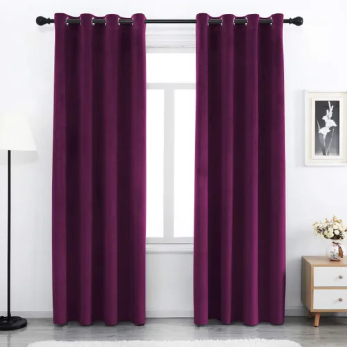 Vista 18 de SPXTEX Cortinas Opacas de Terciopelo Verde - 84 Pulgadas de Largo, Bloqueo de Luz, Parte Superior con Ojales, Aislamiento de Calor, Térmico