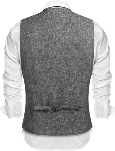 Vista 2 de COOFANDY Chalecos casuales de negocios para hombre chaleco ligero y ajustado