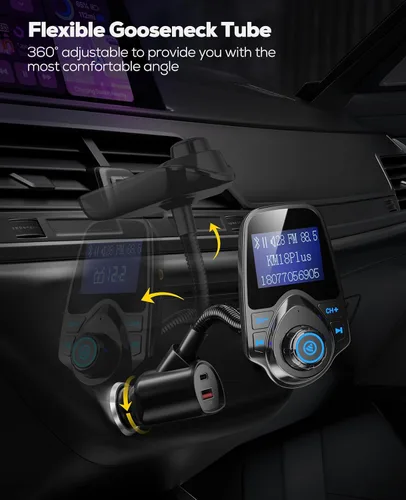 Vista 7 de Nulaxy [Versión actualizada KM18 2026] Adaptador de coche Bluetooth 5.4 de 48 W con puertos de carga rápida [PD 30 W y QC3.0 18 W], compatible