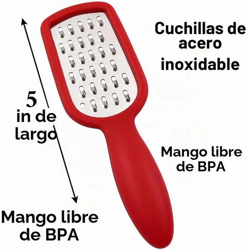 Vista 5 de Dependable Industries - Mini rallador de acero inoxidable con mango sin BPA – Queso de 5 pulgadas, ajo, nuez moscada, chocolate, cítricos Zester
