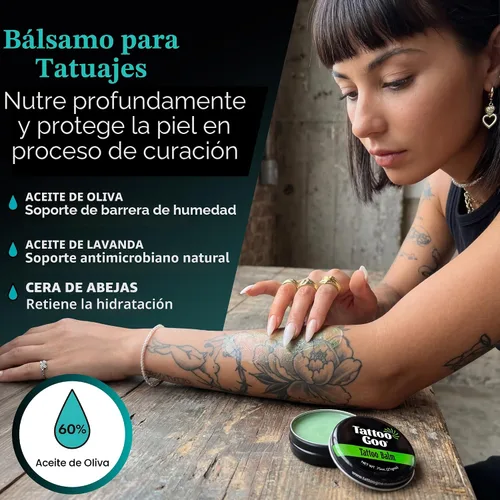 Vista 5 de Tattoo Goo El kit de cuidado posterior incluye jabón antimicrobiano, bálsamo y loción, cuidado del tatuaje para mejorar el color + curación rápida