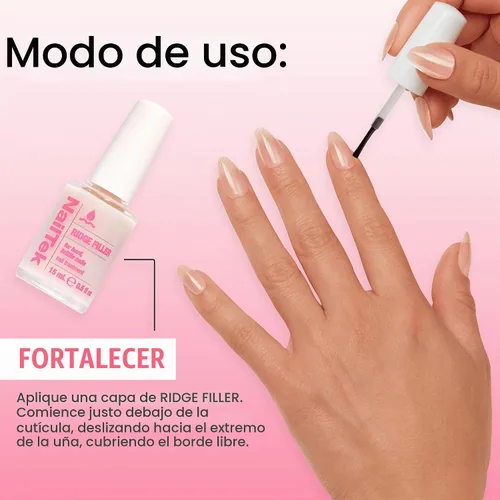 Vista 6 de Nail Tek Ridge Filler Formula 3 - Relleno transparente para uñas, capa base, esmalte fortalecedor de uñas para uñas duras y quebradizas, 0.5 onzas