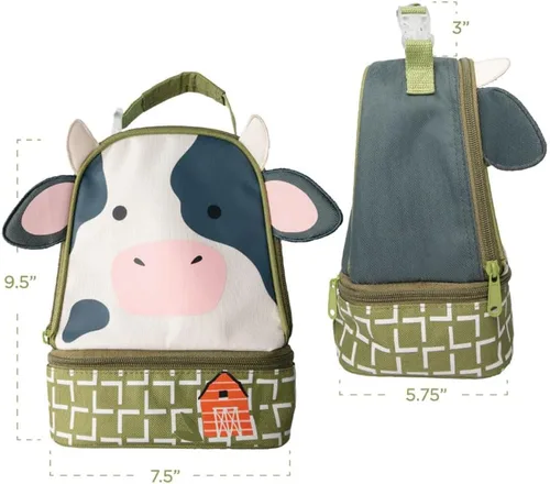 Vista 5 de Stephen Joseph Bolsa aislada para niños, estampado personalizado de vaca y animales de granja, contenedor reutilizable, suministros de regreso a