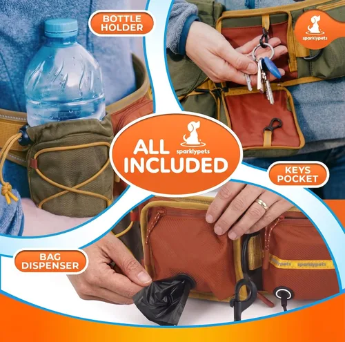 Vista 5 de SparklyPets Correa doble elástica para perro con 2 correas para perros con soporte trasero - Correa doble para perros para razas medianas y medianas