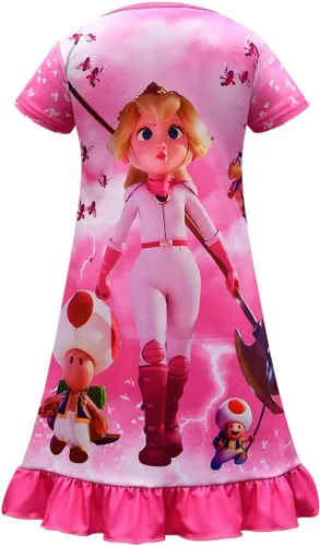 Vista 2 de Disfraz de princesa melocotón para niñas, vestido de princesa melocotón con accesorios corona y aretes