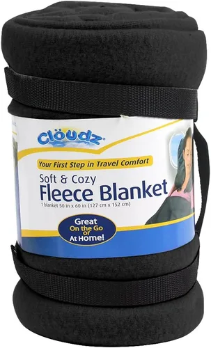 Vista 2 de Manta de forro polar de la marca Cloudz, 50" x 60", Negro