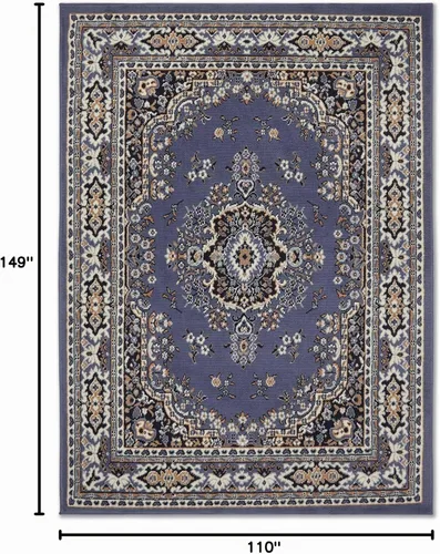 Vista 2 de Home Dynamix Premium Sakarya - Alfombra tradicional con borde de medallón, color azul campo, 9 pies 2 pulgadas x 12 pies 5 pulgadas, rectangular