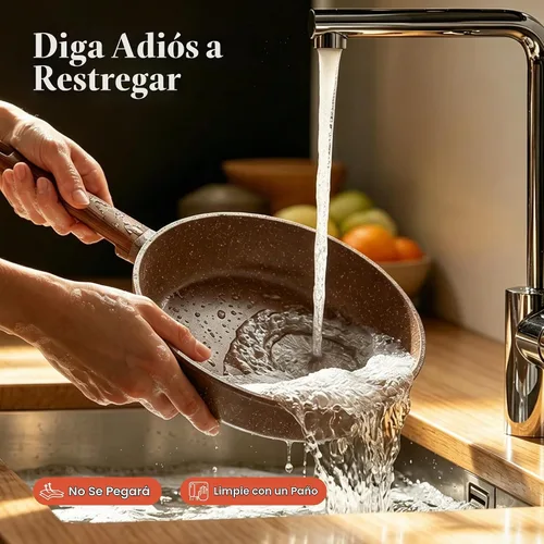 Vista 6 de Kitchen Academy Juego de 10 ollas y sartenes de inducción antiadherentes, color marrón