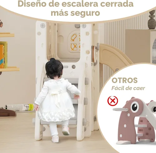 Vista 4 de YUFU Juego de tobogán 8 en 1 para niños pequeños, tobogán para niños de 1 a 3 años, juego de juego para niños pequeños con escalador, aro