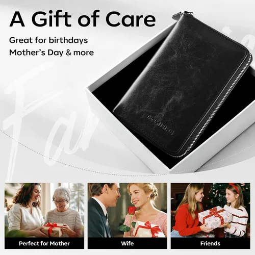 Vista 6 de FAMILIFE - Kit de manicura profesional para uñas, 11 en 1, de acero inoxidable, con estuche de viaje portátil de cuero negro, regalos de lujo para él