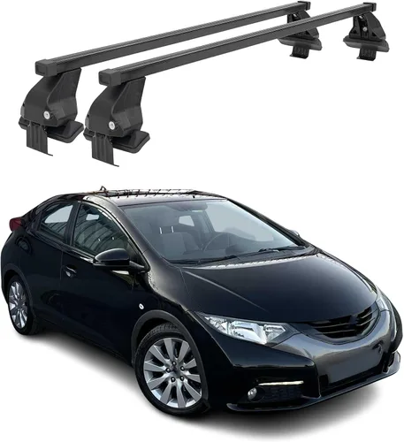 Vista 16 de Barras transversales de techo OMAC para Honda Civic Hatchback 1996-2000, con cierre, 49.9 kg, aluminio, negro, 2 piezas, se ajusta a portaequipajes