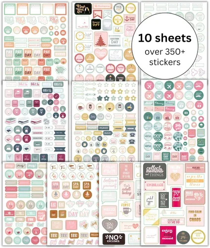 Vista 7 de Lamare Calcomanías decorativas para agenda de álbumes de recortes para mujeres, lindas y estéticas calcomanías de calendario para diario, uso