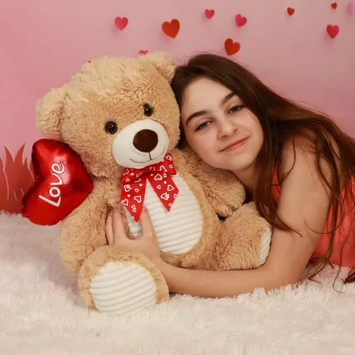 Vista 3 de BENINY Oso de peluche de 15 pulgadas para el día de San Valentín, peluche con globo y bordado de amor, regalo perfecto para parejas