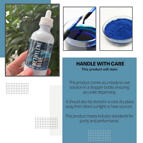 Vista 6 de JAB Labs Azul de Metileno de Grado Farmacéutico, USP Botella de 4 oz