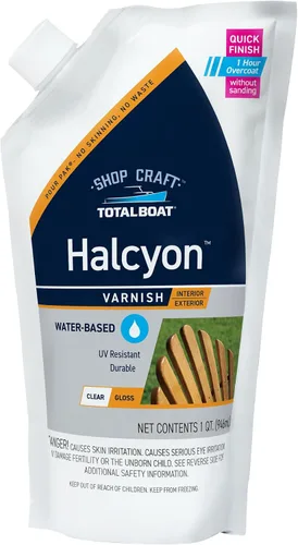 Vista 12 de TotalBoat Halcyon - Barniz marino a base de agua Acabado de poliuretano para madera de secado rápido para barcos, muebles de exterior y Clear Gloss