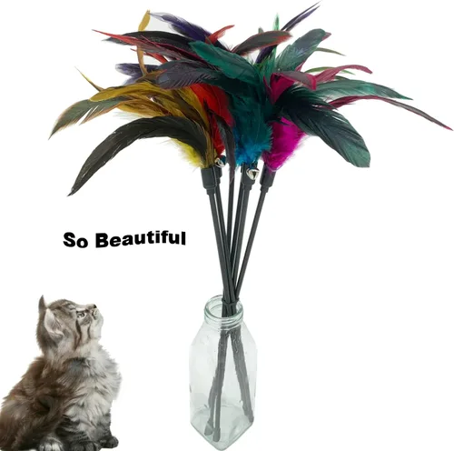 Vista 2 de CATENAS - 6 juguetes de plumas para gatos, varita interactiva para gatos