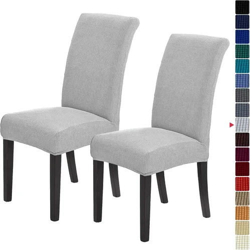 Vista 41 de Juego de 2 fundas para sillas de comedor, fundas elásticas para sillas de comedor, fundas para sillas de cocina de jacquard texturizadas, decoración