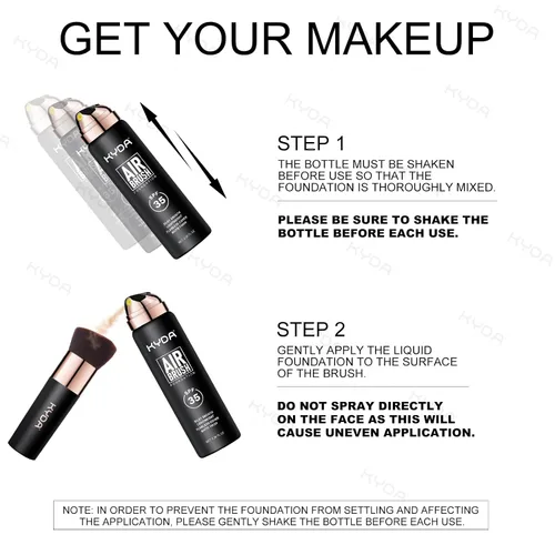 Vista 8 de KYDA AirBrush Foundation Spray, Bruma de maquillaje para base sedosa, Cobertura impecable para un acabado nude cremoso y suave, Fórmula duradera