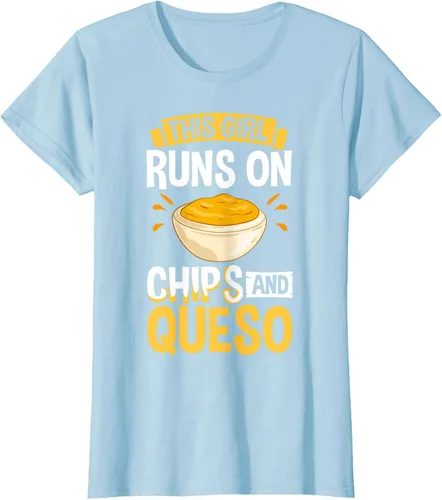 Vista 16 de Queso Dip Camiseta Chile con Queso Salsa Mexican Chips Chile con Queso, Negro, S