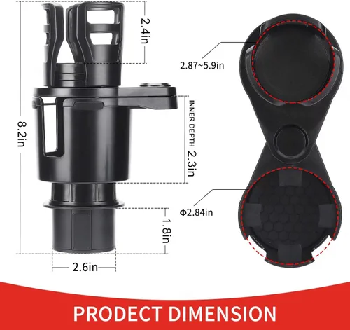 Vista 6 de Expansor de Portavasos para Automóvil 2 en 1 Extensor Adaptador de Portavasos Multifuncional para Automóvil con Base Ajustable Compatible con Hydro