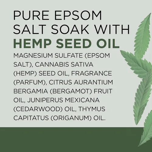 Vista 10 de Dr Teal's Remojo puro de sal de magnesio de Epsom, aceite de semilla de cáñamo de cannabis sativa, 3 libras