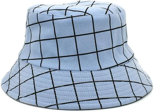 Vista 14 de Sombreros reversibles a cuadros para hombres y mujeres, para exteriores, primavera, verano, pesca, pescador, gorra de sol plegable