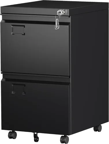 Vista 14 de SUXXAN Archivador de 3 cajones, archivador lateral con 3 cerraduras para oficina en casa, archivadores negros con soporte para tarjetas de visita
