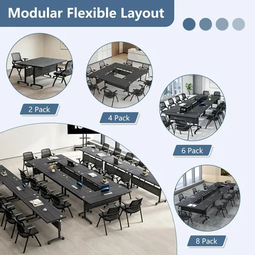 Vista 6 de 47.2in Folding Conference Table, Modular Meeting Table with Wheels 2Pack Modilan