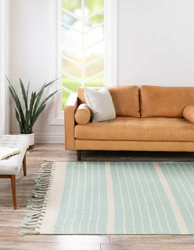 Vista 25 de Unique Loom Chindi Cotton Collection - Alfombra de área - Sophie (2 pies 2 pulgadas x 6 pies 1 pulgada, color aguamarina y blanco)