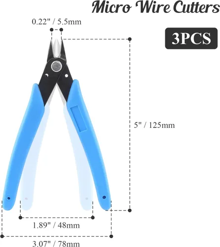 Vista 4 de Bivethoi - 3 cortadores de alambre micro cortadores de corte al ras de 5 pulgadas, color azul claro Small Diagonal Cutters, 3D Printer Filament