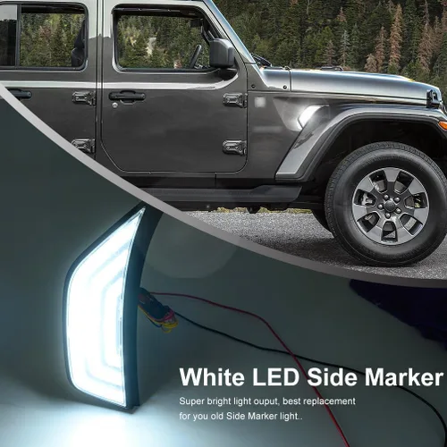 Vista 7 de Luces direccionales LED de marcador lateral para J'eep Wrangler 2018-2023, J'eep Gladiator 2020-2023, lente transparente, guardabarros delanteros
