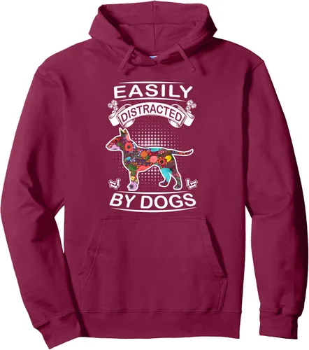 Vista 13 de Easily Distracted By Dogs Bull Terrier Dog Lovers Puppy Pullover Hoodie