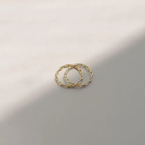 Vista 4 de GELIN Anillo de cadena de oro macizo de 14 quilates para mujer, anillos apilables de oro de 14 quilates, tamaños 5 a 9