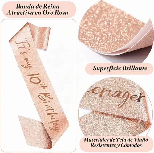 Vista 4 de Decoraciones de cumpleaños número 10 para niña, juego de velas con forma de corona 10º