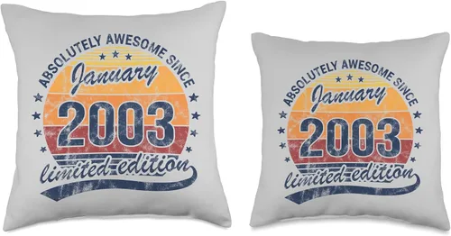 Vista 3 de Awesome Since 2003 Limited Edition Retro Birthday So Absolutely Awesome Since January 2003 - Almohada de cumpleaños para hombre y mujer, 16 x 16