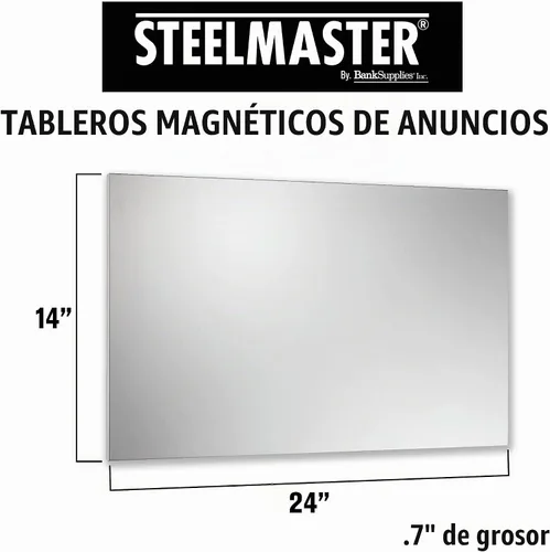 Vista 6 de Steelmaster Soho Collection pizarrón magnético con borrador en seco, rotulador e imanes, Plateado