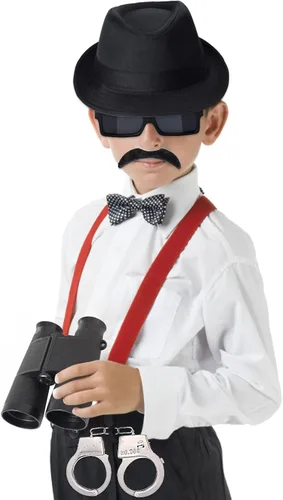 Vista 6 de Yewong Conjunto de disfraz de detective para niños, equipo espía, traje de agente secreto, juego de rol, juguetes educativos de ciencia del disfraz