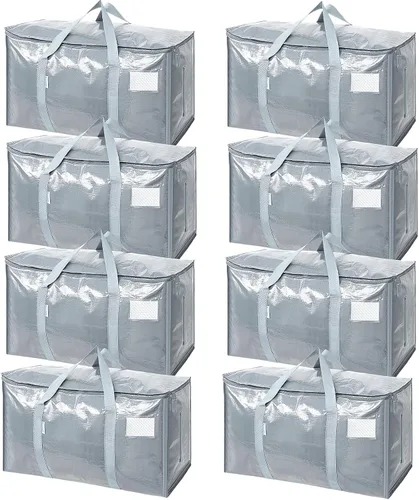 Vista 28 de TICONN Paquete de 2 bolsas de mudanza extra grandes resistentes con cremalleras y asas de transporte, bolsas de almacenamiento duraderas