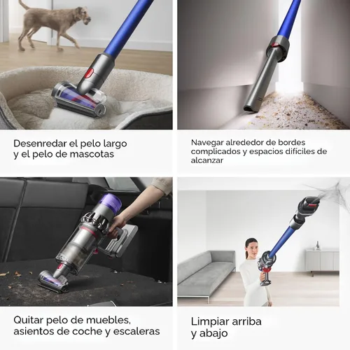 Vista 6 de [Usado] Aspiradora inalámbrica de palo Dyson V11, grande, níquel/azul
