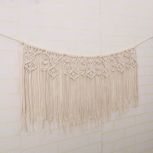 Vista 3 de Guirnalda de macramé para colgar en la pared del cuarto del bebé, decoración de pared bohemia para el hogar, dormitorio, boda, decoración de primer