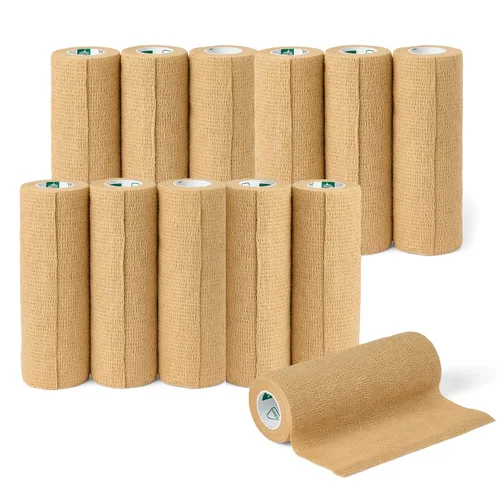 Vista 4 de Medline Vendajes cohesivos autoadherentes de látex no estériles, bronceado, 1" x 5 yardas, (1.0 in x 15.1 ft), paquete de 30